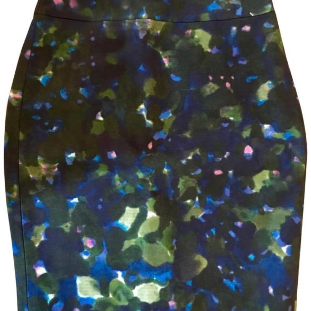 - J.Crew Blue No. 2 Pencil Watercolor Skirt SIZE 4